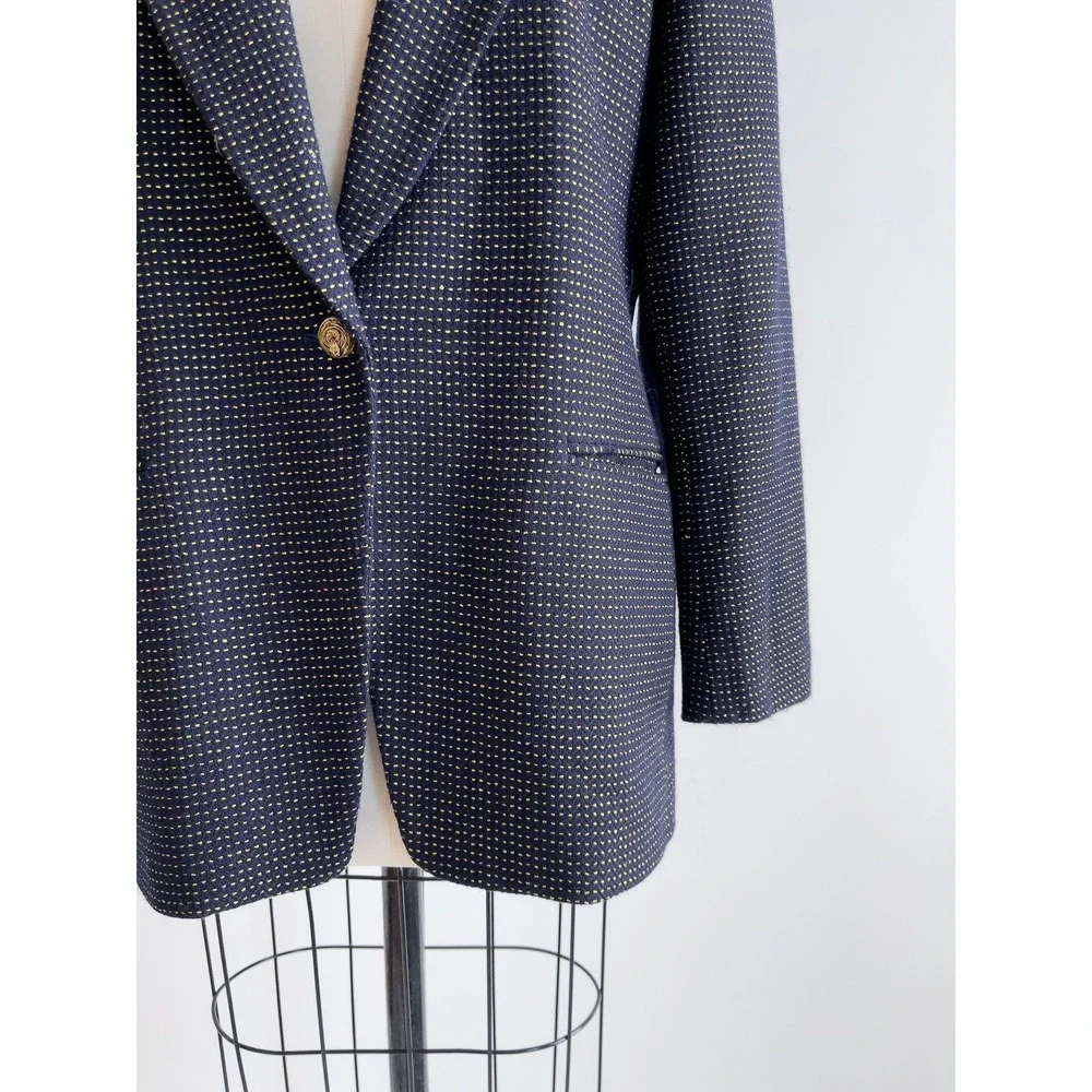 navy wool jacket‎ 90s vintage Jones New York blue gold blazer